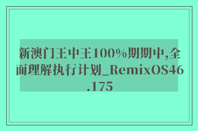 新澳门王中王100%期期中,全面理解执行计划_RemixOS46.175