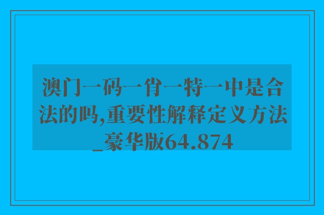 澳门一码一肖一特一中是合法的吗,重要性解释定义方法_豪华版64.874