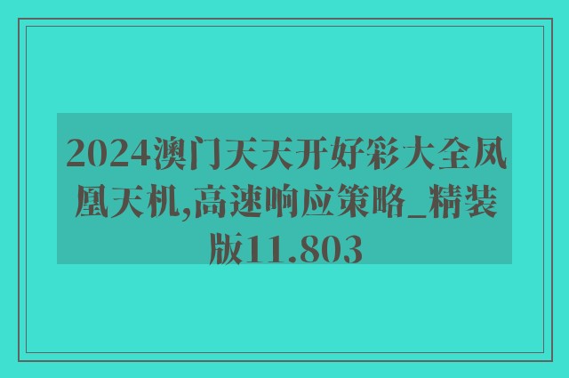 2024澳门天天开好彩大全凤凰天机,高速响应策略_精装版11.803